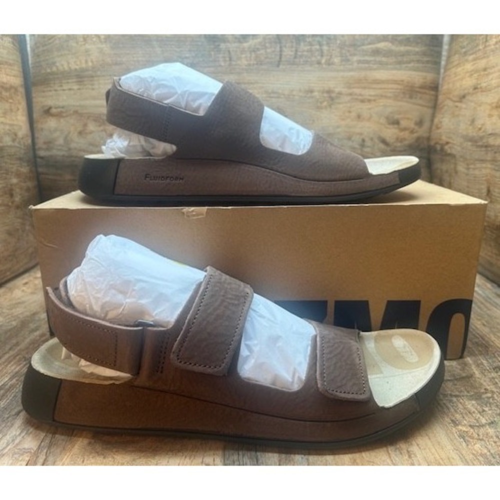 Ecco Men's Cozmo Sports Leather Sandals 3-Adj Straps Cocoa Brown NIB - 12-12.5